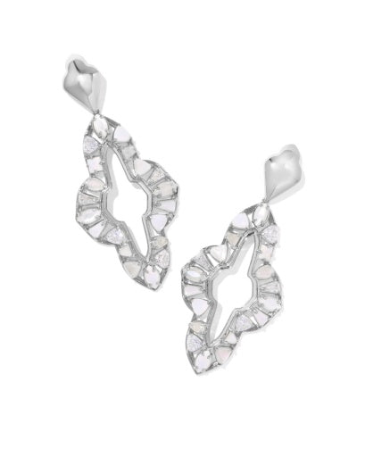 Abbie Crystal Statement Earrings Silver Neutral Mix - Southern Belle Boutique