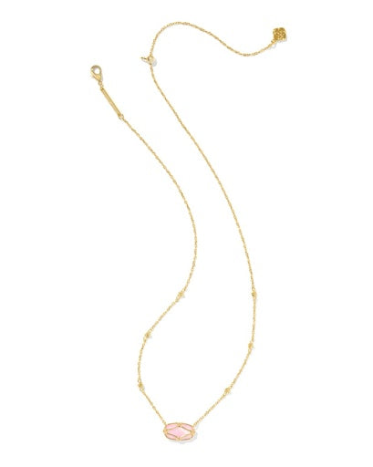 Elisa Lattice Frame Short Pendant Necklace Gold Blush Ivory Mother Of Pearl
