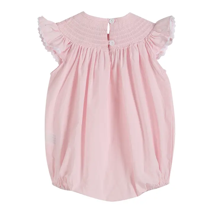 Light Pink Daisy Smocked Ruffle Romper - Southern Belle Boutique