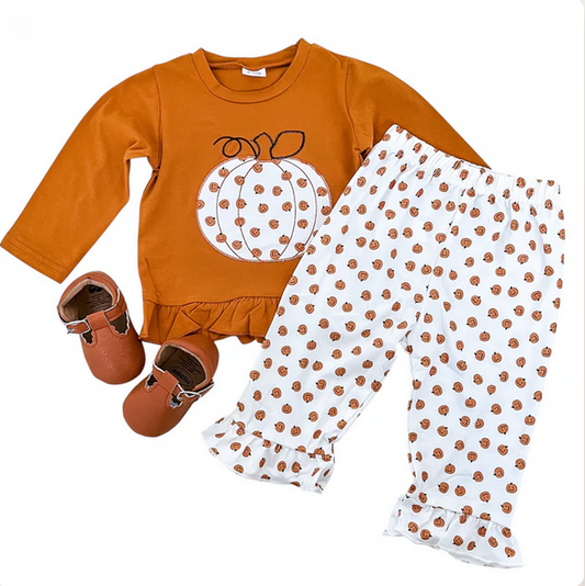 Pumpkin Polka Dot Set - Southern Belle Boutique