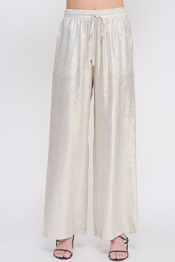 Silver Satin Pants - Southern Belle Boutique