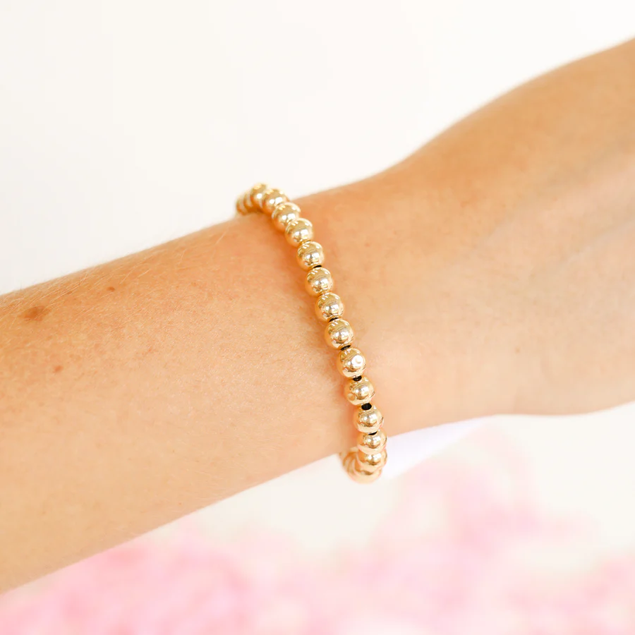 6MM Gold Beaded Bracelet - 6.75" - Southern Belle Boutique