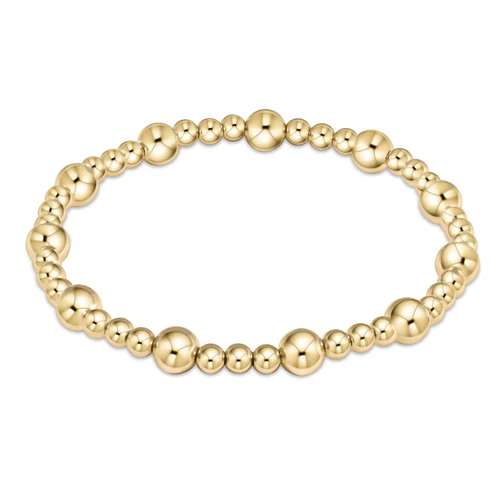 Classic Sincerity Pattern 6mm Bead Bracelet - Gold - Southern Belle Boutique
