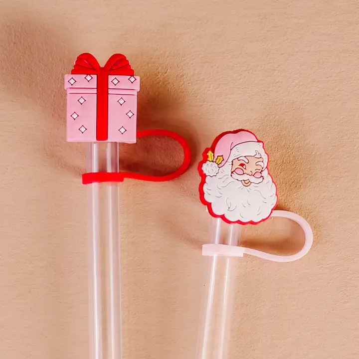 Straw Topper Set-Jolly Santa - Southern Belle Boutique