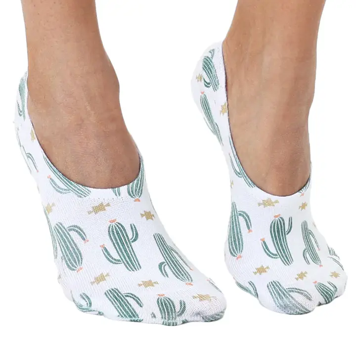 No-Show Liner Socks - Southwest Cactus Print - White