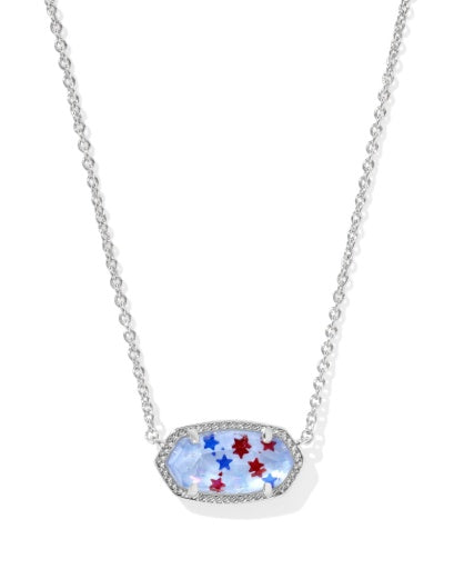 Elisa Pendant Necklace - Silver Red White Blue Star Illusion