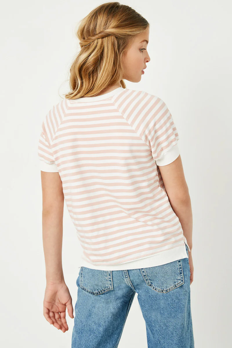 Banded Knit Stripe Raglan Tee - Southern Belle Boutique