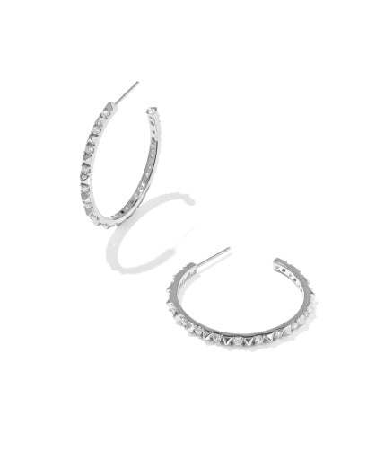Fate Hoop Earrings - Silver White Cz