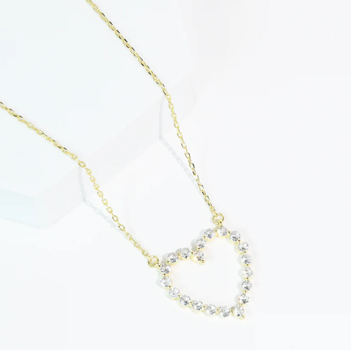 Sparkle Heart Necklace - Gold - Southern Belle Boutique
