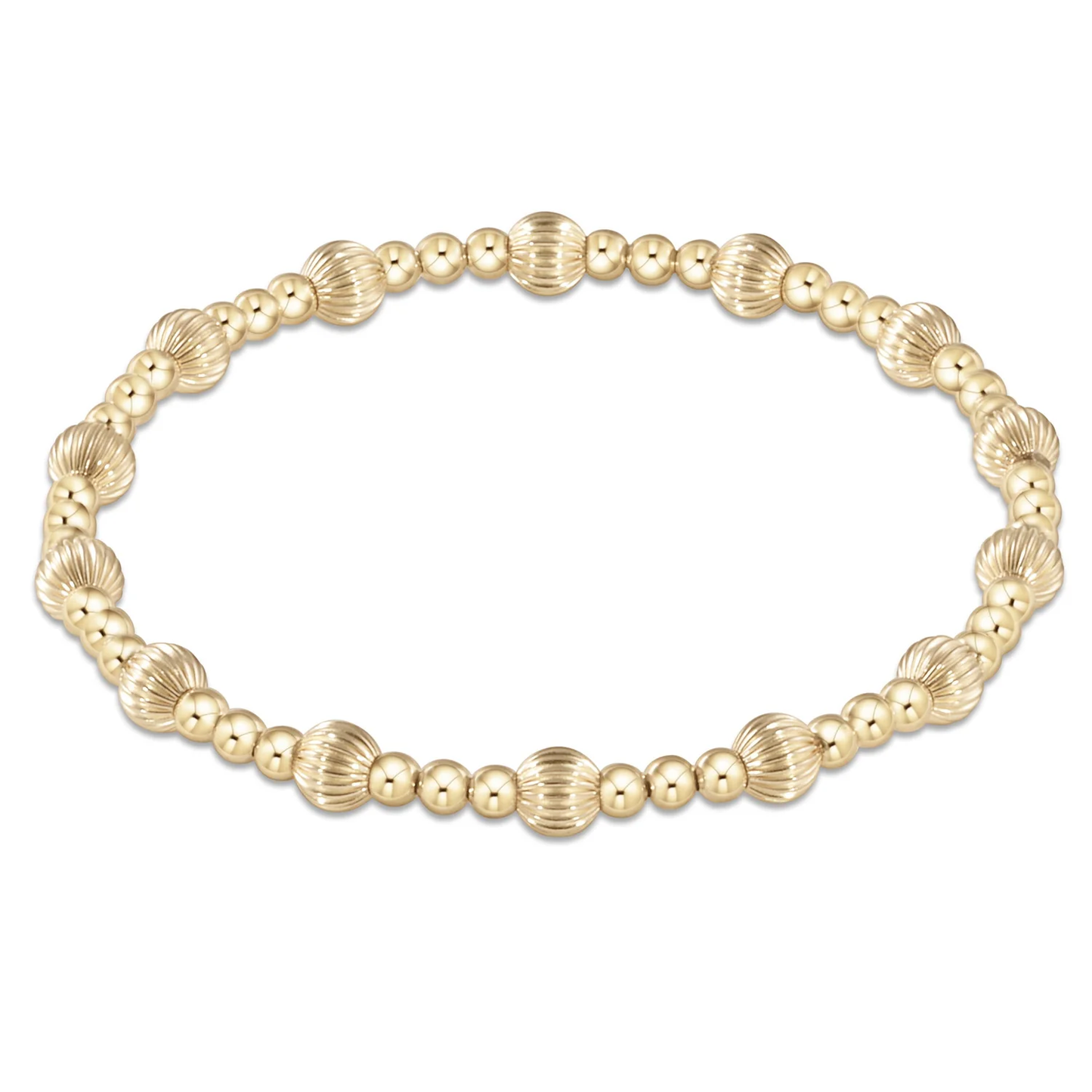 Dignity Sincerity Pattern 5mm Bead Bracelet - Gold (EXTENDS)