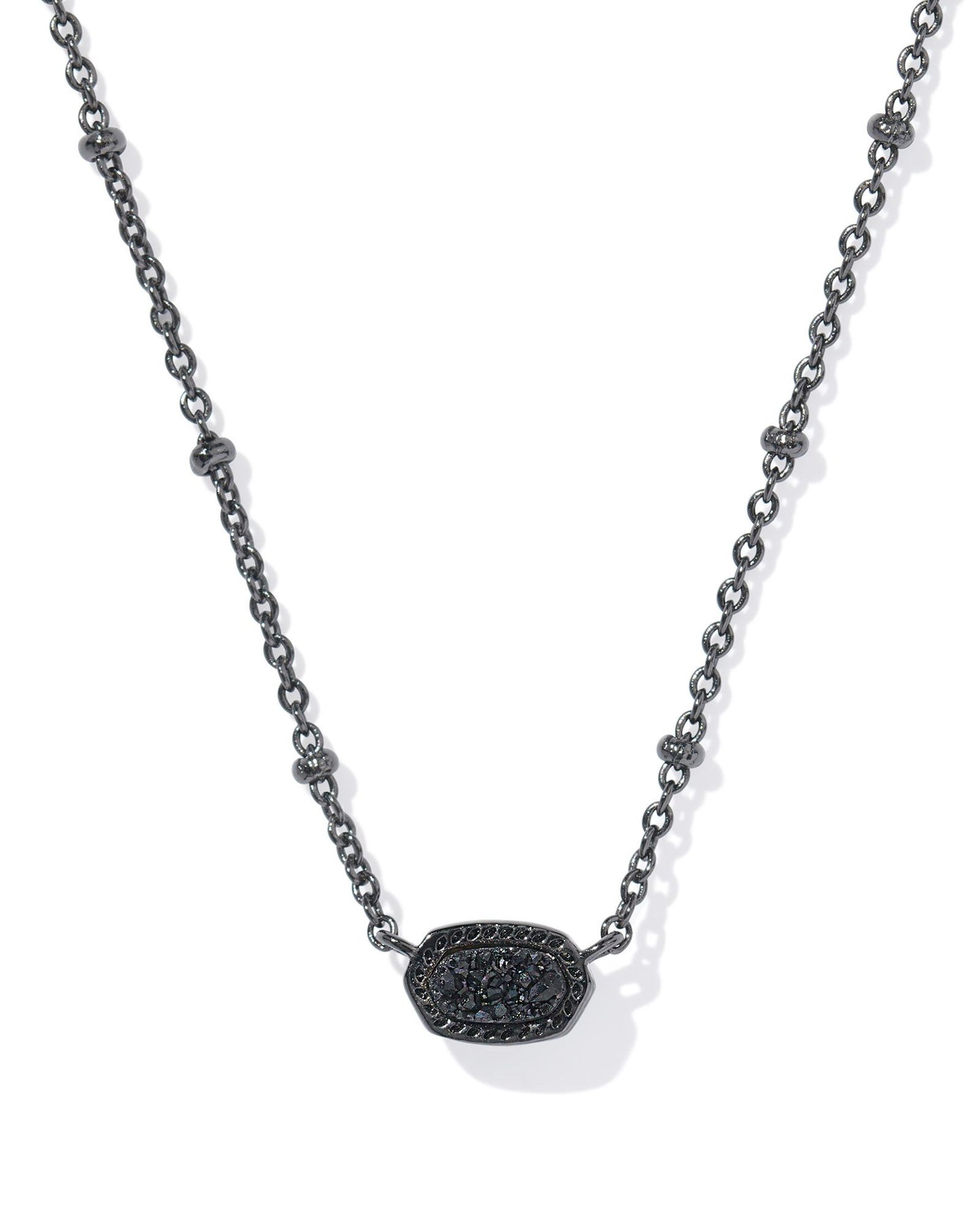Mini Elisa Satellite Short Pendant Necklace Gunmetal Black Drusy - Southern Belle Boutique