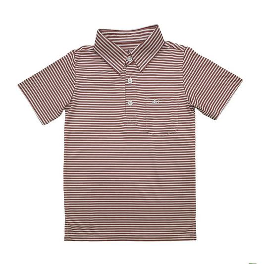 Inshore Performance Polo - Maroon Stripe - Southern Belle Boutique
