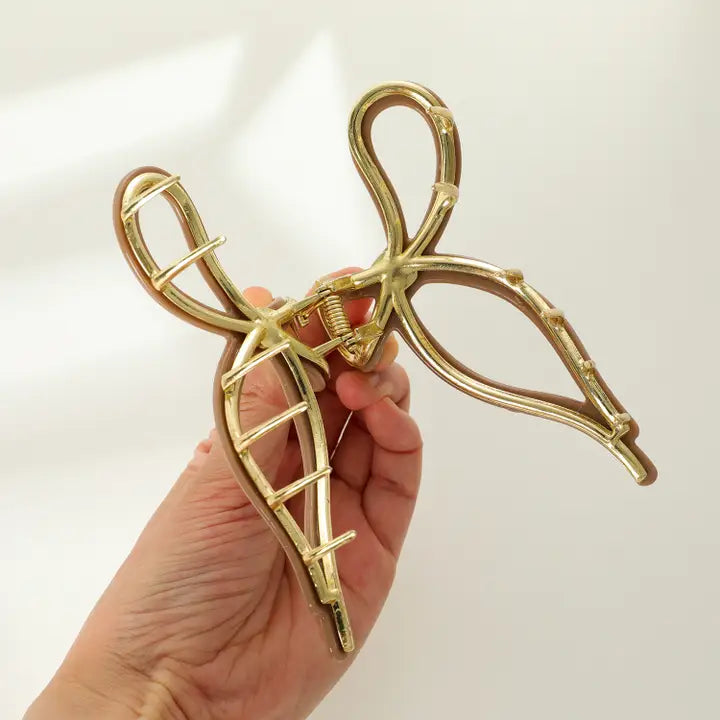 Sabrina - Large Ribbon Bow Metal Claw Clip - Southern Belle Boutique