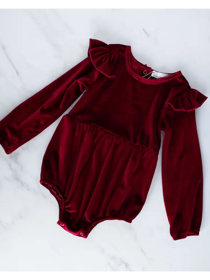 Rhodes Velour Bubble Shorty Romper - Candy Apple Red - Southern Belle Boutique