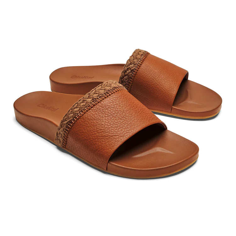 Pākea Leather Slide Sandals - Fox - Southern Belle Boutique