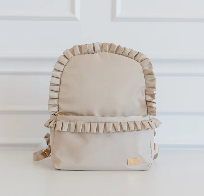 Ruffle Nylon Backpack - Nude