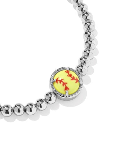 Softball Stretch Bracelet - Silver Chartreuse Magnesite - Southern Belle Boutique