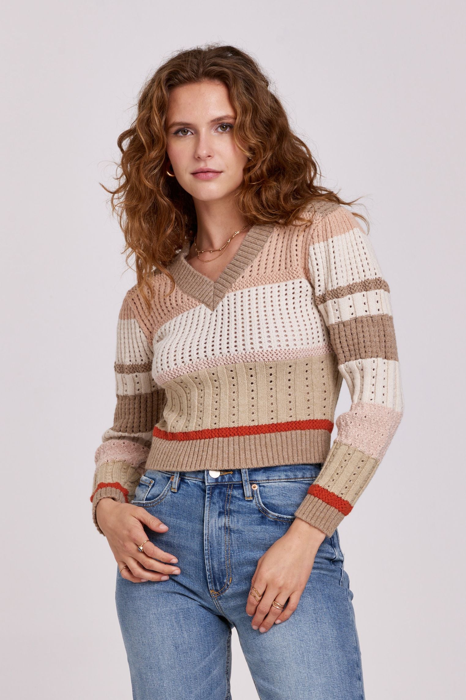 Waverly Textured Stripe Sweater - Birch Multi - Southern Belle Boutique