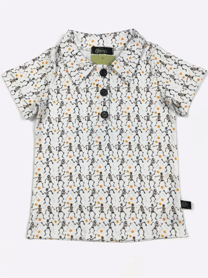 Skeleton Boy Collar Shirt - Southern Belle Boutique