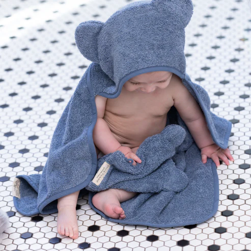 Hooded Towel + Wash Mitt Set Rain - Southern Belle Boutique