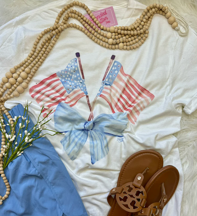 Red White Bow Tee - Southern Belle Boutique