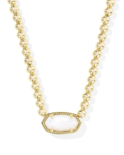 Elisa Beaded Necklace - Gold Ivory Mother Of Pearl