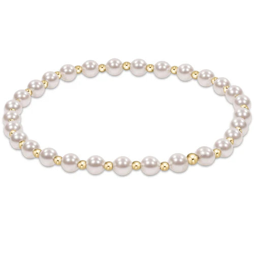 Classic Grateful Pattern 4mm Bead Bracelet - Pearl - Southern Belle Boutique
