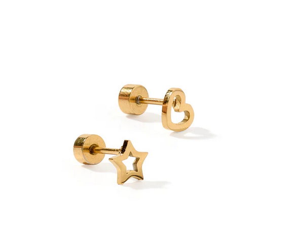 Screwback Stud Earrings - Mix Heart and Star - Southern Belle Boutique