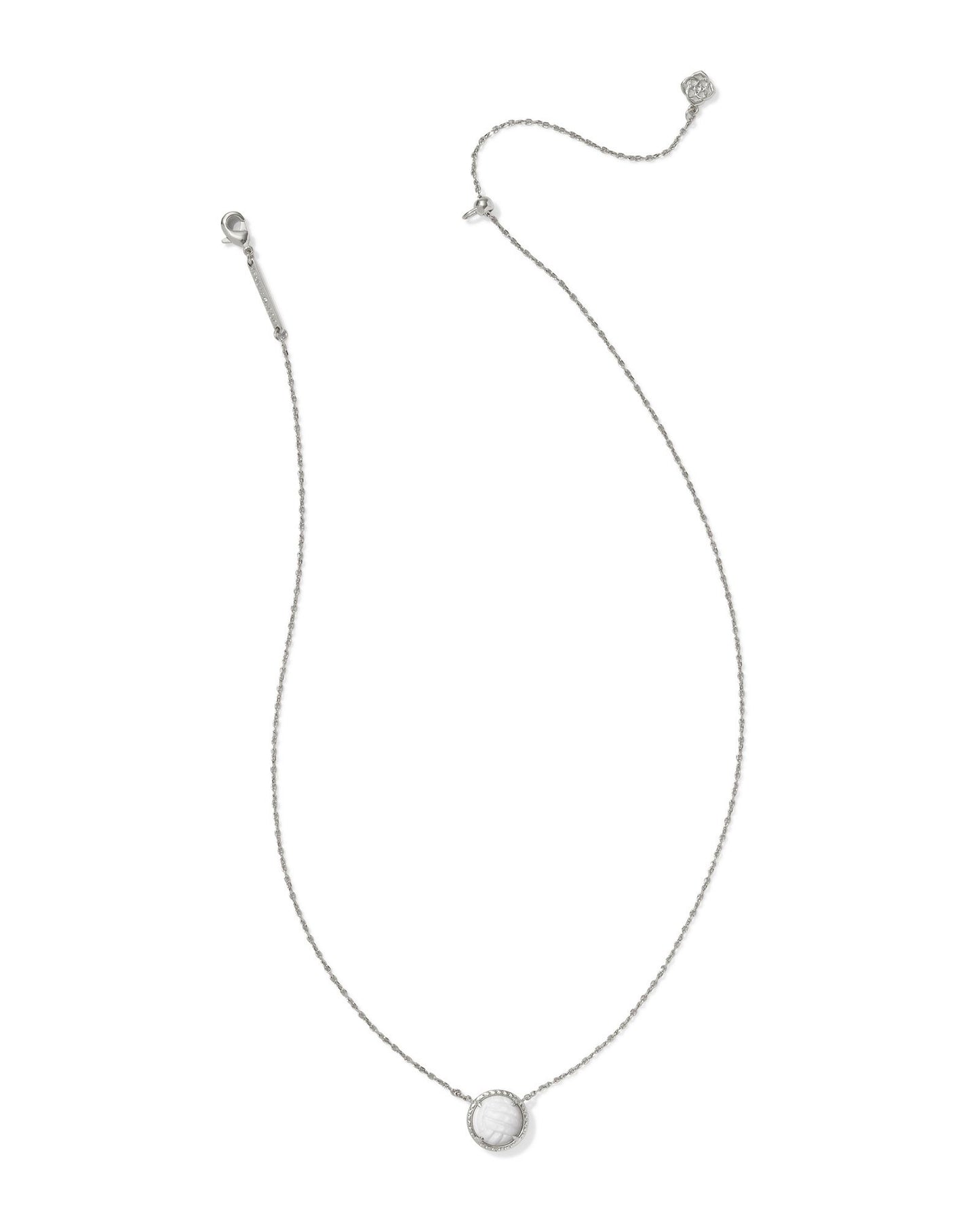 Volleyball Short Pendant Necklace Silver White Mother Of Pearl - Southern Belle Boutique