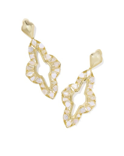 Abbie Crystal Statement Earrings Gold Neutral Mix - Southern Belle Boutique