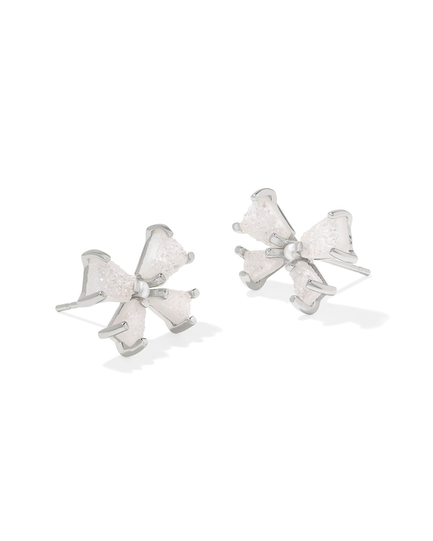 Blair Bow Small Stud Earring Silver Iridescent Drusy - Southern Belle Boutique