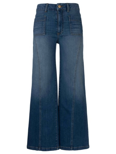 Charlotte HR Wide Leg Front Seam Patch Jeans - Vibrant