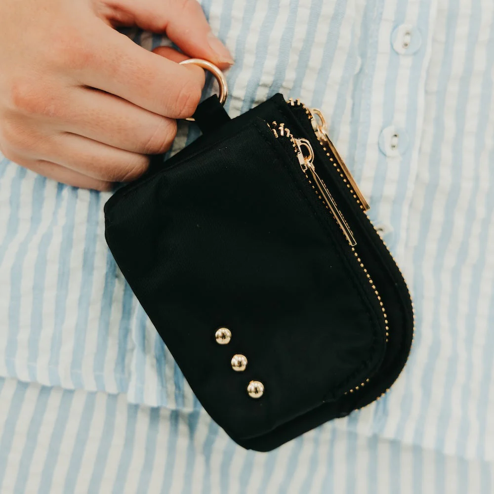 Nylon Cameron Double Zip Card Wallet - Black - Southern Belle Boutique