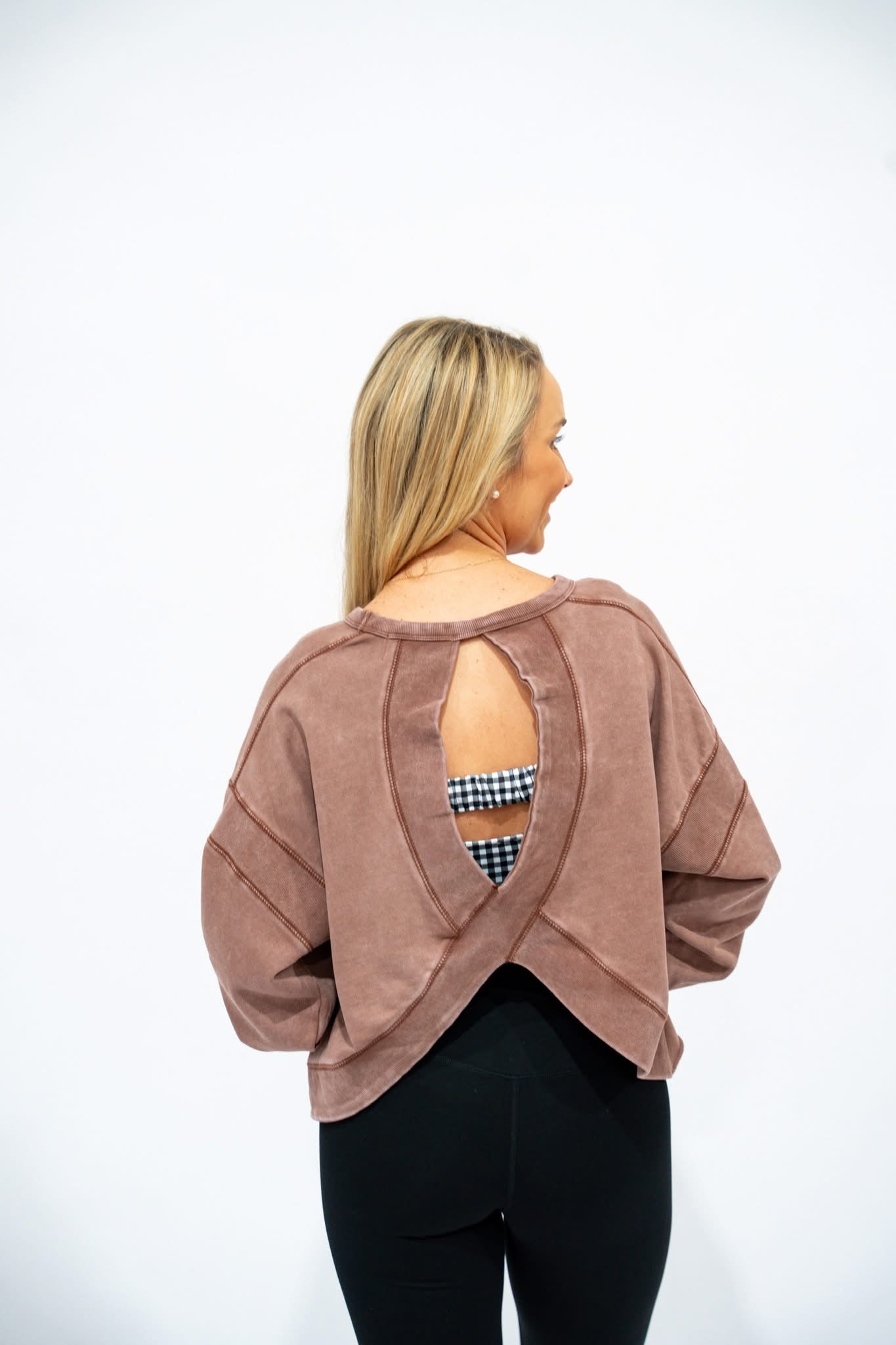 Chocolate Cutout Back Layering Sweatshirt