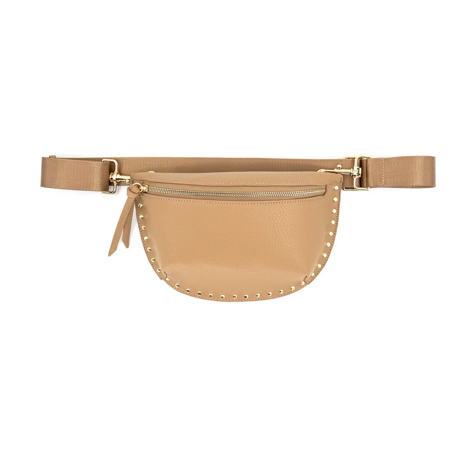 Camel Studded Edge Vegan Leather Fanny Pack