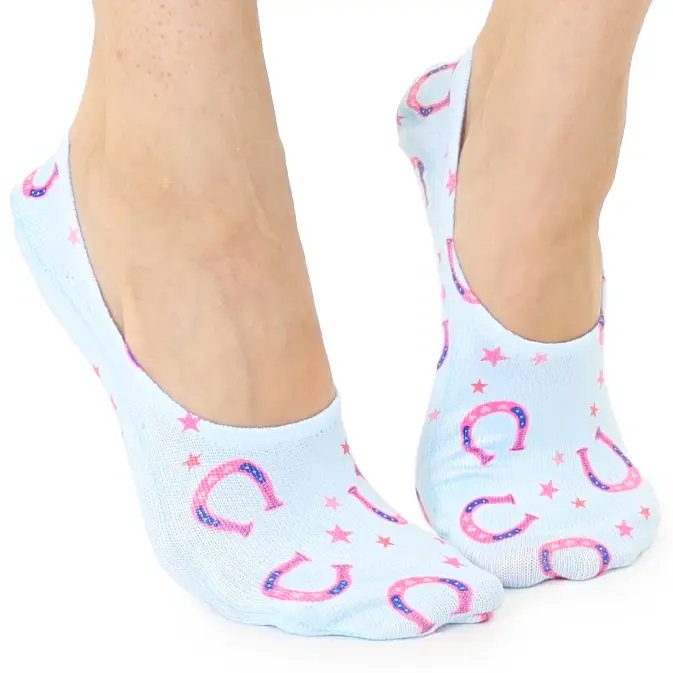No-Show Liner Socks - Horseshoes & Stars - Blue
