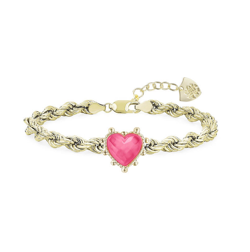 Adorned Heart Bracelet in Pink Enamel - Southern Belle Boutique