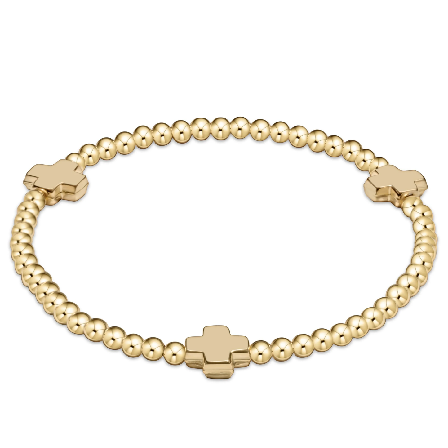 Signature Cross Gold Pattern 3mm Bead Bracelet - Gold - Southern Belle Boutique