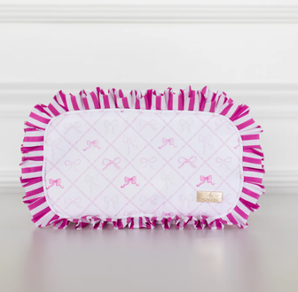 Goldie Girl Bows Ruffled Nylon Large Clear Pouch
