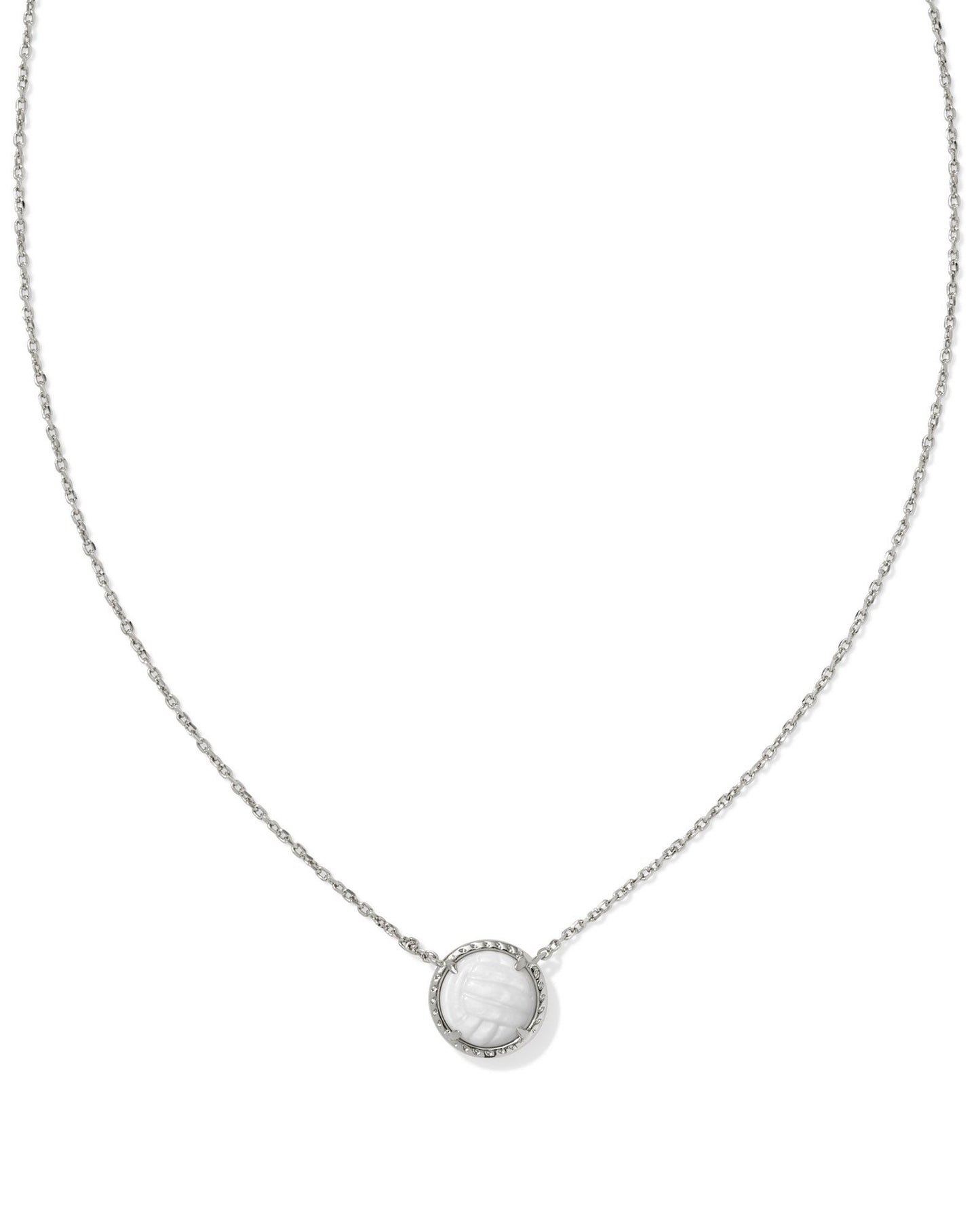 Volleyball Short Pendant Necklace Silver White Mother Of Pearl - Southern Belle Boutique