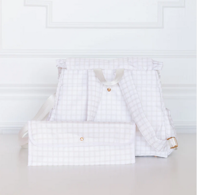 Plaid Ruffled Nylon Diaper Bag - Nude