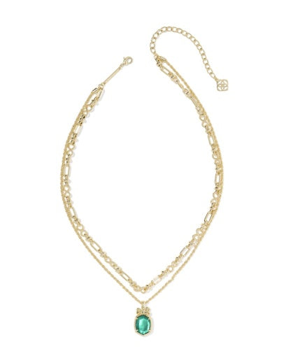 Daphne Bow Multi Strand Necklace Gold Pine Illusion - Southern Belle Boutique