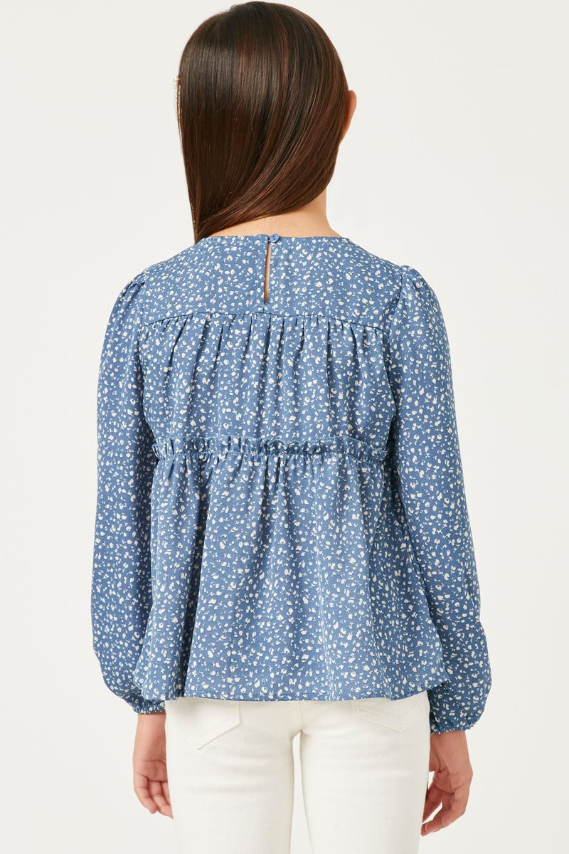 Blue Tasseled Long Sleeve Top - Southern Belle Boutique