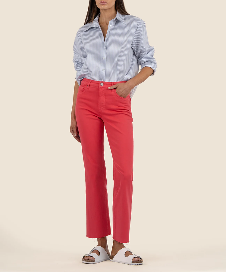 Kelsey High Rise Ankle Flare Jean - Strawberry - Southern Belle Boutique