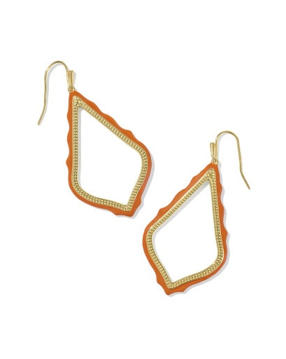 Sophee Enamel Open Frame Earrings - Gold Dark Orange Enamel - Southern Belle Boutique
