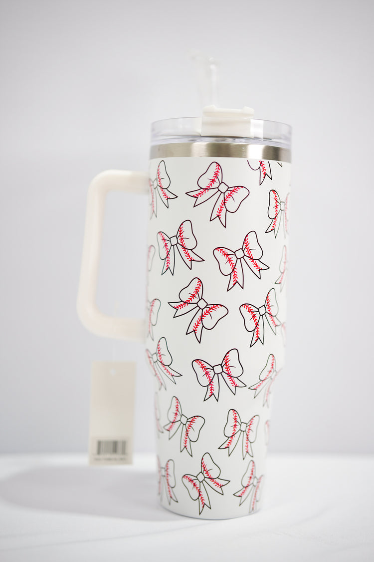 Baseball Bow 40 oz Tumbler Cup - Southern Belle Boutique