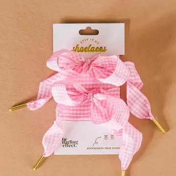 Step It Up Shoelaces-Gingham Pink - Southern Belle Boutique
