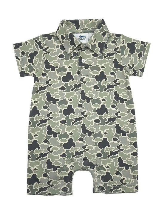 Saltwater Boys Signature Camo Pima Boys Polo Romper - Southern Belle Boutique