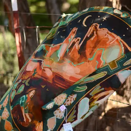 Desert Nights: 35x35 Western Mulberry Silk Wild Rag Cowgirl Horse and Cactus - Southern Belle Boutique