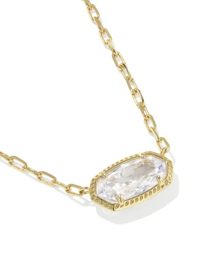 Elisa Luxe Short Pendant Necklace - Gold White Cz - Southern Belle Boutique
